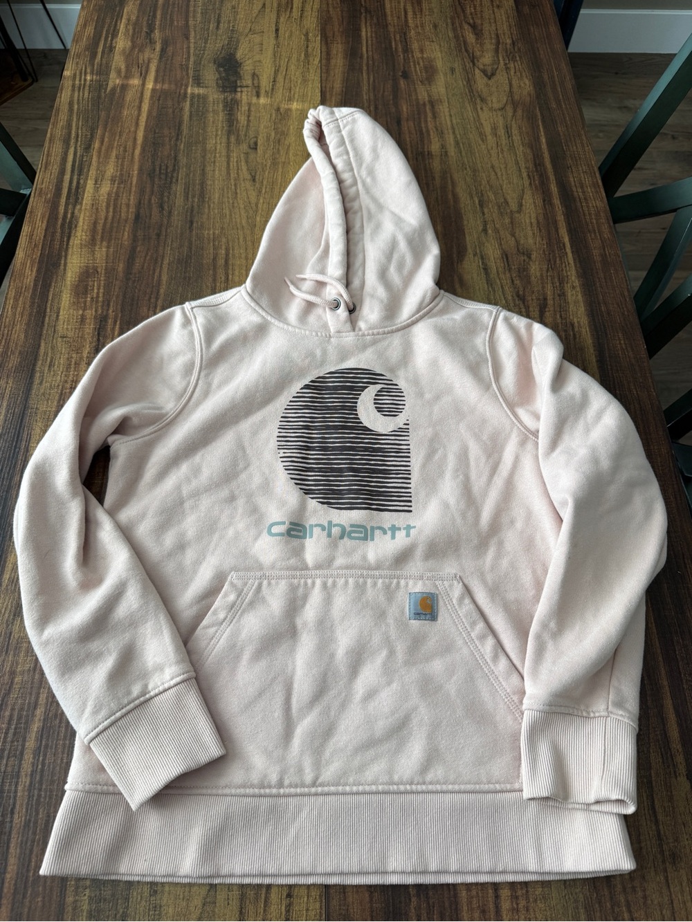 Carhartt Pale Pink Hoodie with Center Graphic Logo